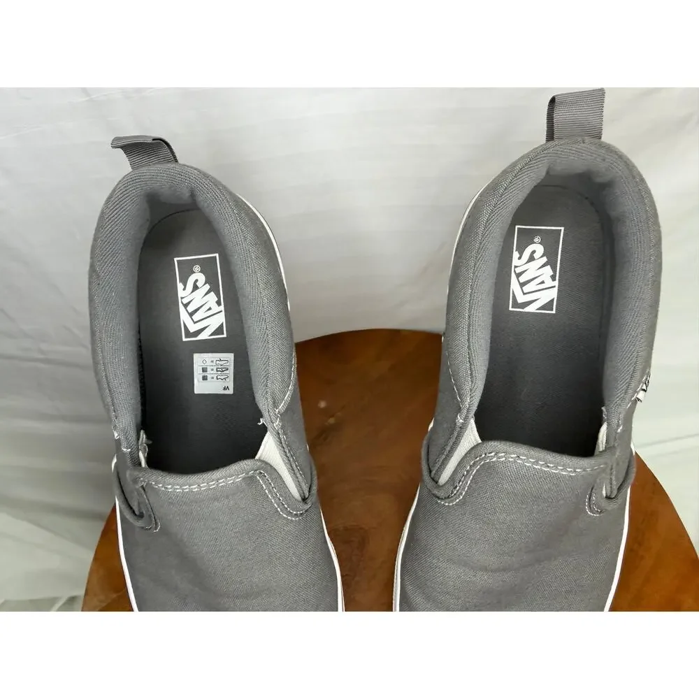 Vans Asher Slip-On Gray Canvas Sneakers Youth 7 Women’s 8.5 Casual Shoes
